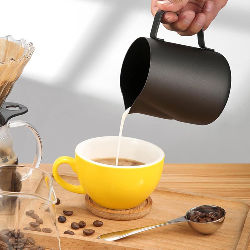 TooCust Milk Frother Pitcher 20 OZ，Espresso Milk Frothing Pitcher, Milk Steamer Cup Steaming Pitcher, Stainless Steel Coffee Froth Cup with Latte Art Pen for Coffee Cappuccino (Black) - Image 2